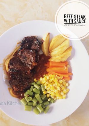 Foto resep Beef Steak with sauce Lafonte bolognese