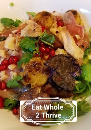 A picture of Chicken prosciutto potato cilantro salad.