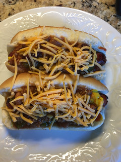 A picture of Chili Cheese Hotdogs.
