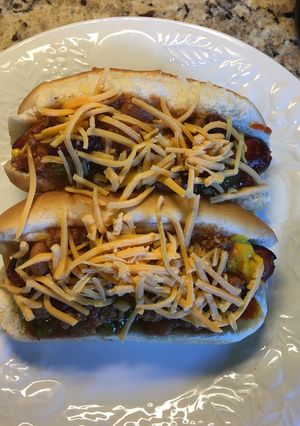 A picture of Chili Cheese Hotdogs.
