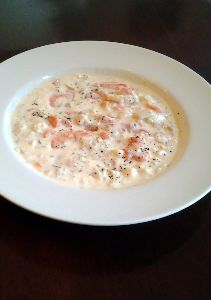 A picture of New England Clam and Shrimp Chowder.
