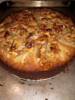 A picture of Honey Pear Walnut Cake.