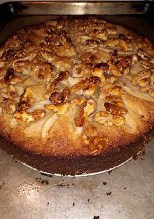 A picture of Honey Pear Walnut Cake.