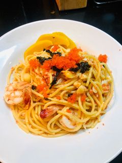 รูปของ สปาเก็ตตี้กุ้ง~ไข่ปลา Mentaiko~Prawns Pasta