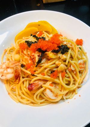 รูปของ สปาเก็ตตี้กุ้ง~ไข่ปลา Mentaiko~Prawns Pasta