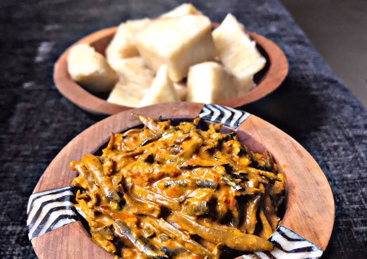 Recipe of Homemade Ugba with Boiled Yam (oil bean)