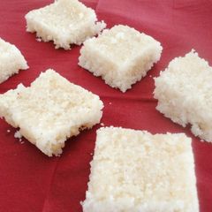 A picture of Coconut Burfi - a microwave recipe.