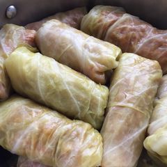 A picture of Sarmale, the Romanian Cabbage Rolls.