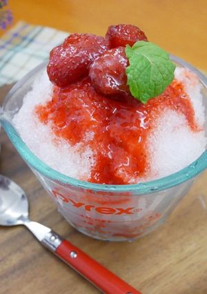 A picture of Winter Special: Strawberry Shaved Ice – A Sweet Berry Treat.