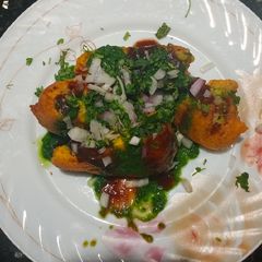 A picture of Leftover roti sabji pattice chaat.