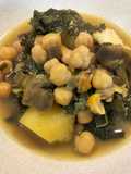 Garbanzos con rape y kale