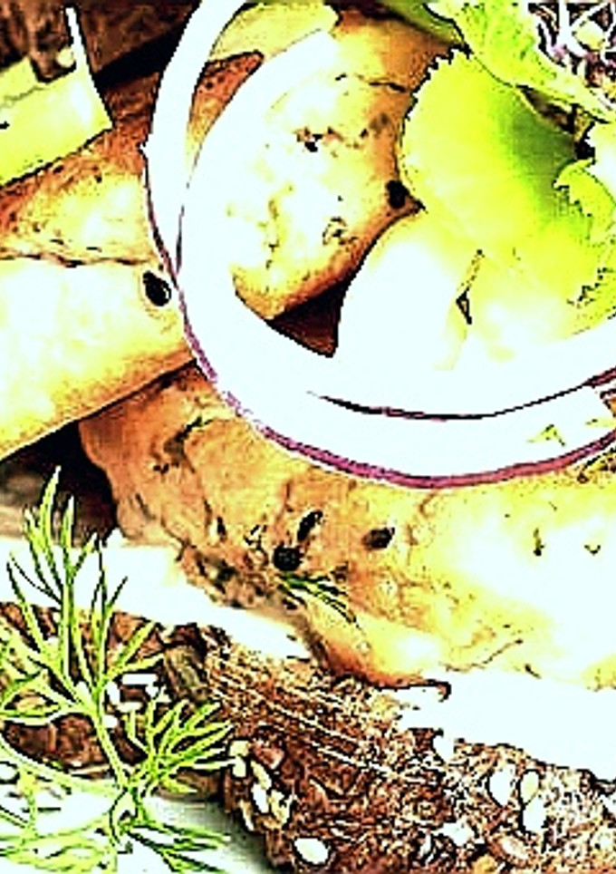 Una foto de Tostada de hamburguesa de salmón
