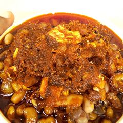 A picture of Unpeeled Ginger Ewa Agoyin Sauce.