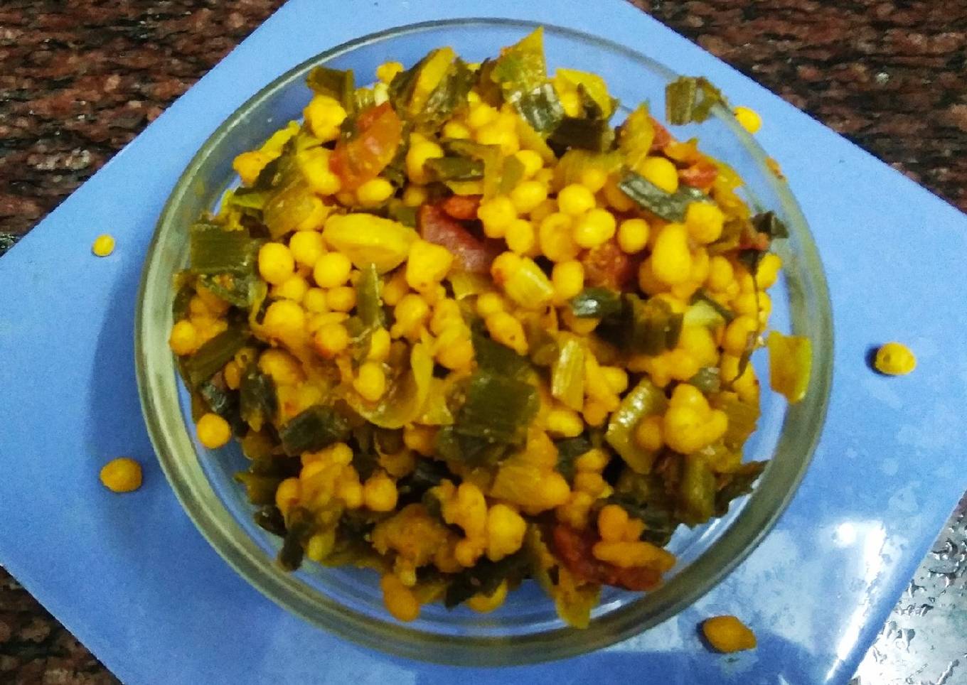 Spring onion and boondi ki sabji