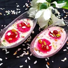 A picture of Bread Ras Malai In Poha Custard.