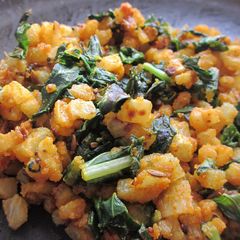 A picture of Dry Radish Veggie with Chickpea Flour: Moolya chi Peeth Perun Bhaji.