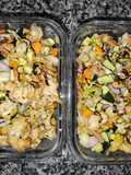 Salteado de verduras con pollo en freidora de aire