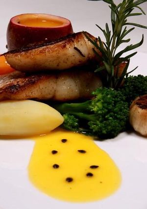 Hình của món Cá Chẽm Sốt Chanh Dây.