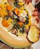 Autumn Sweet Potato Chowder with Kale and Sausage