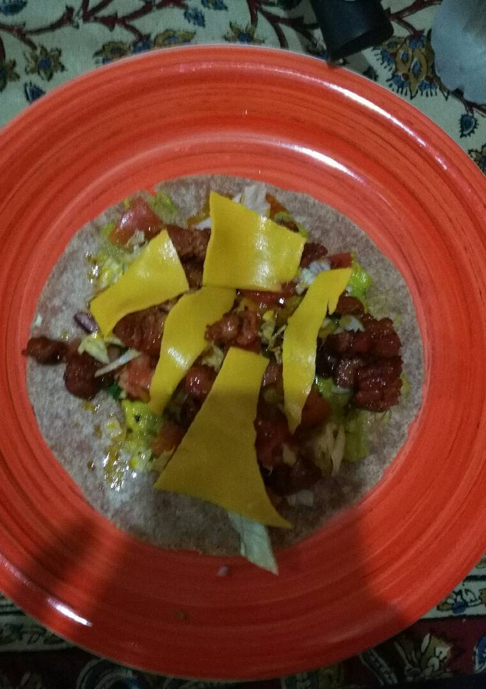Una foto de Cetogénica: taco de chorizo fresco y queso americano
