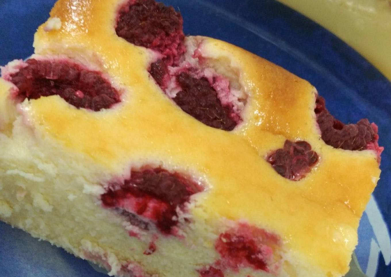 Tarta de queso con frambuesas