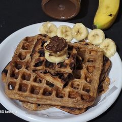 A picture of Banana nutella whole wheat waffles.