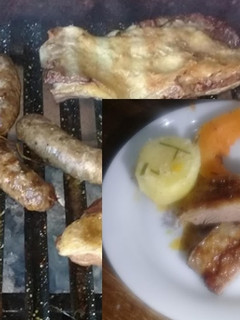 Una foto de Asado y vegetales a la parrilla