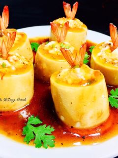 Hình của món Đậu Hủ Trứng Hấp Tôm.