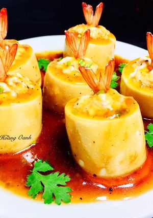 Hình của món Đậu Hủ Trứng Hấp Tôm.