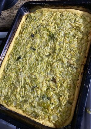 A picture of Tarta de Puerro/ Leek Quiche.