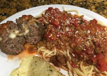 How to Cook Tasty Scratch Spaghetti and Cheese Stuffed Meatballs