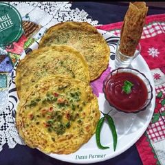 20 Min Breakfast Vegetable Omelette (Eggless) A picture of 20 Min Breakfast Vegetable Omelette (Eggless).