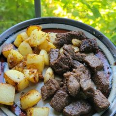 A picture of Steak Bites with Pan Fried Potatoes.