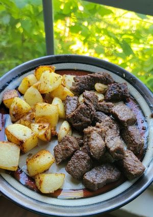 A picture of Steak Bites with Pan Fried Potatoes.