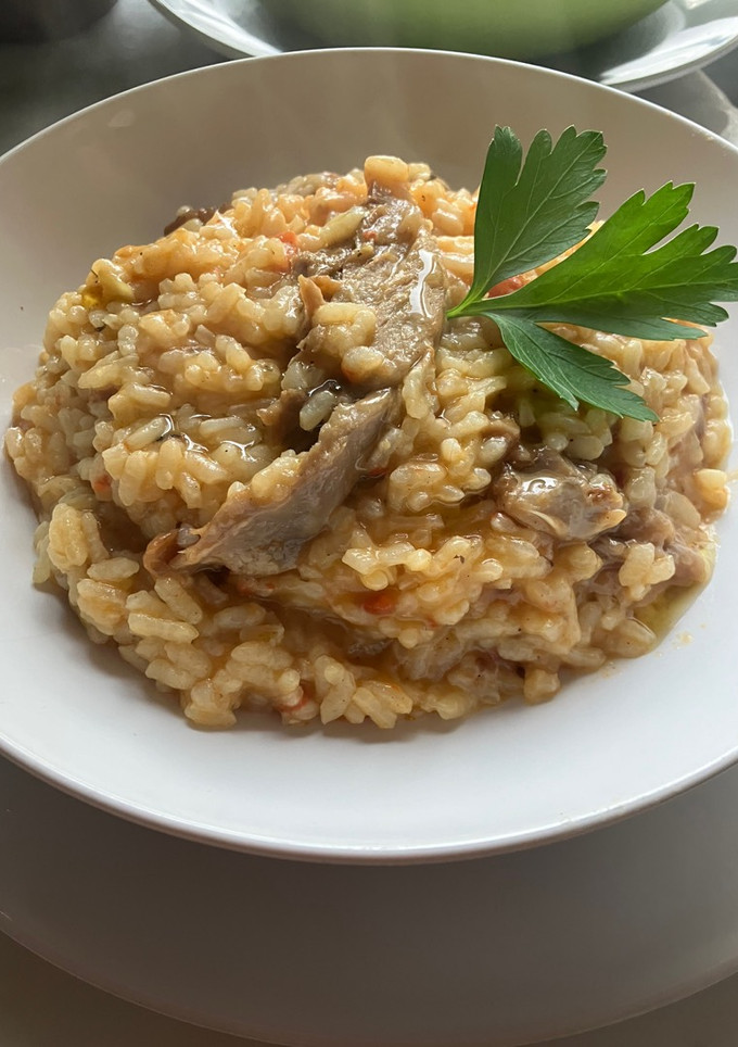 Una foto de Arroz meloso con pato (receta de aprovechamiento)