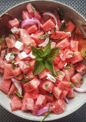 A picture of Water melon salad.