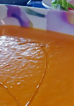Una foto de Crema de calabaza y puerro