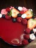 No Bake Cheesecake Strawberries Raspberries Mirror Glaze