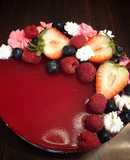 No Bake Cheesecake Strawberries Raspberries Mirror Glaze