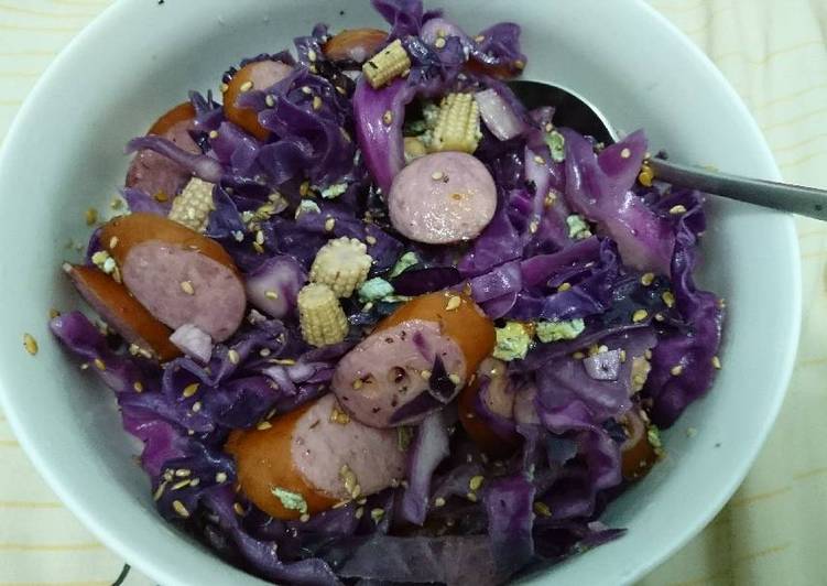 Easiest Way to Prepare Super Quick Homemade Easy stir fry purple cabbage