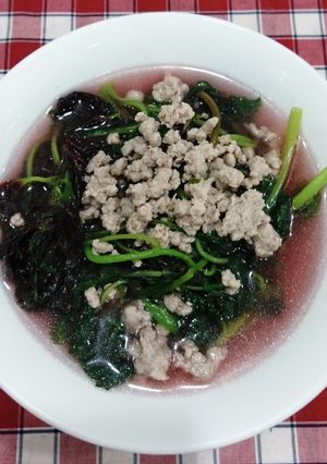 Hình của món Canh rau dền nấu thịt băm.