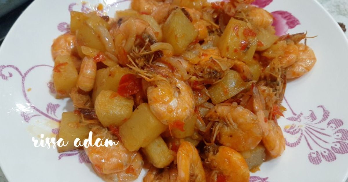 Kentang Udang Balado (masakan sederhana sehari-hari)