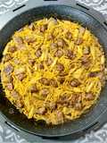 Fideos con carrillada, boletus y ajos tiernos