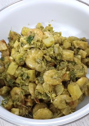 Foto resep Balado udang dan kentang sambal hijau