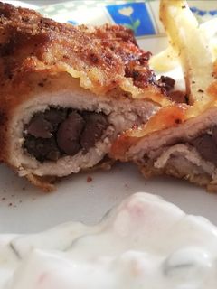 Csirkemájjal töltött sertéskaraj recept fotója