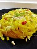 Linguine rigate con zafferano e spigola al profumo di finocchio