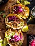 Shredded chicken tacos
