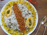 گشنیز پلو با گوشت چرخ کرده