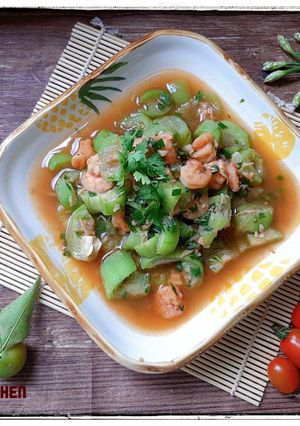 Hình của món Mướp xào tôm.