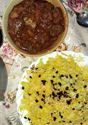 عکسی از دستور قلقلی لذیذ برنج خوش پخت با تهدیگ سیب زمینی
